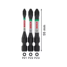 BOSCH PRO Set de capete de șurubelniță cu impact 3 piese PZ1 / PZ2 / PZ3 x 55 mm 1/4" Hex
