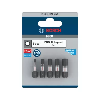   BOSCH PRO Set de vârfuri de impact 5 piese 25 mm (H3/H4/H5x2/H6) 1/4" Hex