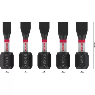   BOSCH PRO Set de capete de impact, 5 piese, 25mm (SL4,5/SL5,5x3/6,5x1db) 1/4" Hex