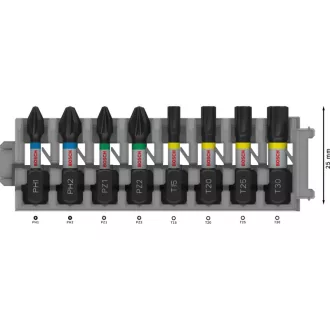   BOSCH PRO Set de biți de impact 8 buc 25m (PH1/PH2/PZ1/PZ2/T15/T20/T25/T30) 1/4" Hex