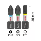BOSCH PRO Set de biți de impact PH2/PZ2/T20/25/30x5db x 25mm în cutie Tic Tac 1/4" Hex (25 buc)