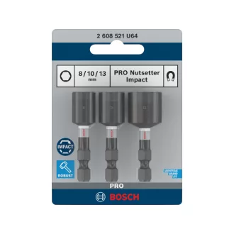   BOSCH PRO Set de șurubelnițe cu impact 3 piese 50 mm (8 / 10 / 13 mm) 1/4 Hex