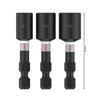   BOSCH PRO Șurubelniță de impact set de 3 piese 50 mm (1/4" / 5/16" /  3/8") 1/4" Hex