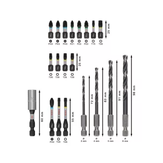   BOSCH PRO Set de vârfuri impact și burghie spirale 20 de piese 1/4" Hex