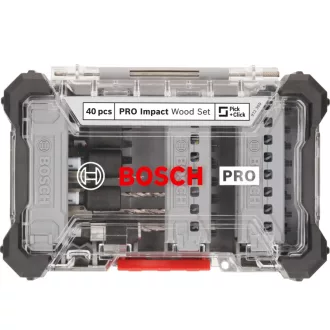   Set de vârfuri de impact și coadă de burghiu pentru lemn BOSCH PRO cu 40 de piese 1/4" Hex