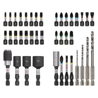   Set de vârfuri de impact și coadă de burghiu pentru lemn BOSCH PRO cu 40 de piese 1/4" Hex