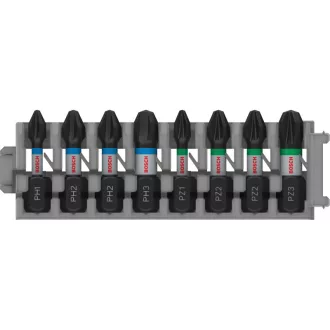   BOSCH PRO Set de vârfuri de șurubelniță 8 piese 25 mm (PH1, PH2 x 3, PH3, PZ2 x 2, PZ3) Pick & Click