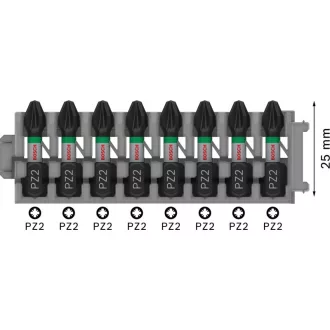 BOSCH PRO Vârf de bit PZ2 x 8buc / 25 mm Pick & Click