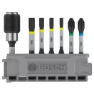 BOSCH PRO Set de vârfuri de bit, 7 buc, 50 mm + suport (PH2, PZ2, T15, T20, T25, T30) Pick & Click