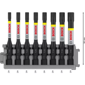   BOSCH PRO Set capete de bit 8 piese 55 mm (T15, T20 x 2, T25 x 2, T30 x 2, T40) Pick & Click