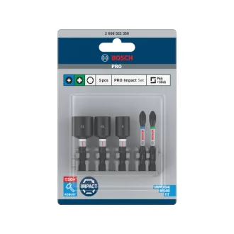   BOSCH PRO Set vârfuri și șurubelnița 5 piese 50 mm (PH2,PZ2 / 8,10,13 mm) Pick & Click