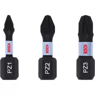   Set vârfuri BOSCH 3 piese PZ1 / PZ2 / PZ3 x 25 mm Impact Control