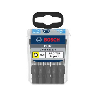   BOSCH Vârf dublu de impact PRO T25 x 55 mm în cutie Tic Tac 1/4" Hex (15 buc)