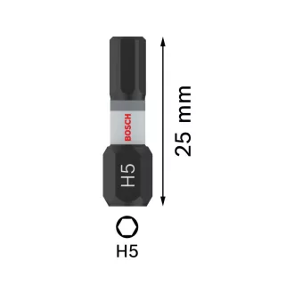 BOSCH PRO Vârf de bit H5 x 25 mm 1/4" Hex (2 buc)