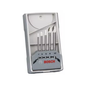   Set de burghie pentru sticlă și țiglă BOSCH 5 bucăți cilindric (4-5-6-8-10 mm) CYL-9 Ceramic moale