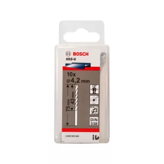   BOSCH Burghiu spiralat 4,2 x 75/43 mm 135° HSS-G DIN 338 (10 buc)