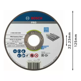   BOSCH PRO Disc de tăiere inox 125 x 2,0 x 22,2 mm AS 46 T INOX BF (oSa)