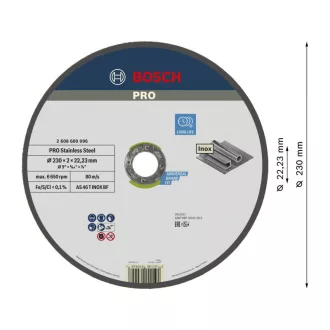   BOSCH PRO Disc de tăiere inox 230 x 2,0 x 22,2 mm AS 46 T INOX BF (oSa)