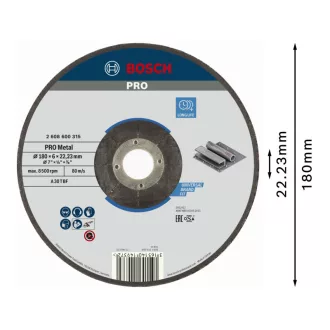   BOSCH PRO Disc de curățare pentru metal 180 x 6,0 x 22,2 mm A 30 T BF (oSa)