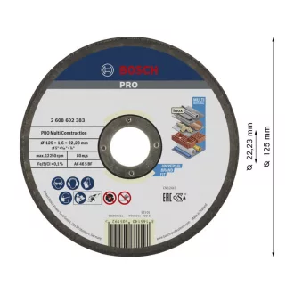   BOSCH PRO Disc de tăiere Multi Material 125 x 1,6 x 22,2 mm AC 46 S BF (oSa)