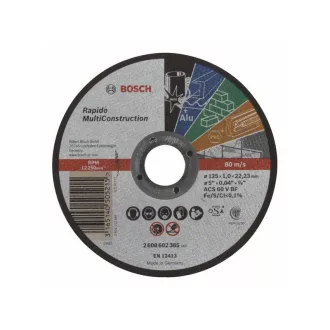   Disc de tăiere BOSCH 125 x 1,0 x 22,2 mm drept ACS 60 V BF Rapido Multi Construction