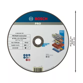   BOSCH PRO Disc de taiere Multi Material 230 x 1,9 x 22,2 mm AC 46 S BF (oSa)