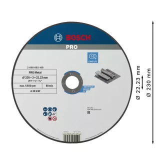   BOSCH PRO Disc de tăiere pentru metal 230 x 3,0 x 22,2 mm A 30 S BF