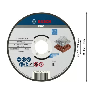   BOSCH PRO Disc de tăiere pentru piatră 125 x 3,0 x 22,2 mm C 30 S BF