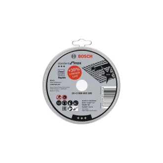   BOSCH Disc de tăiere pentru metal 115 x 1,0 x 22,2 mm inox drept WA 60 T BF în cutie de metal (10 buc)