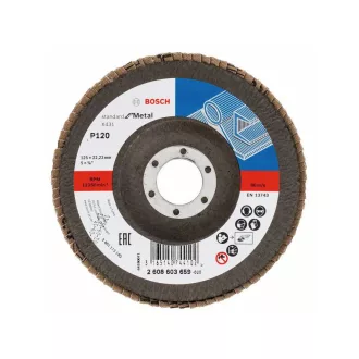  Disc abraziv lamelă BOSCH conică 125 x 22,2 / P120 oxid de aluminiu X431