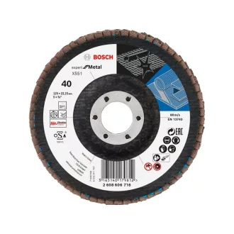   Disc abraziv lamelă BOSCH conică 125 x 22,2 / P40 zirconiu-corindon X551 inox