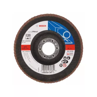   Disc abraziv lamelă BOSCH conică 125 x 22,2 / P120 zirconiu-corindon X551 inox