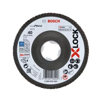   Disc abraziv cu clapete BOSCH conic 125 x 22,2 / P40 X571 X-LOCK