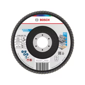   BOSCH Disc abraziv lamelar conic 125 x 22,2 / P60 oxid de aluminiu X451 Multi Material