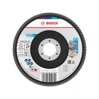   BOSCH Disc lamelar de șlefuit conic 125 x 22,2 / P80 oxid de aluminiu X451 Multi Material