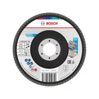   BOSCH Disc abraziv lamelar conic 125 x 22,2 / P120 oxid de aluminiu X451 Multi Material