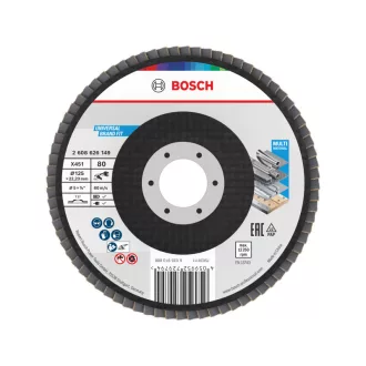   BOSCH Disc de șlefuit lamelar drept 125 x 22,2 / P80 oxid de aluminiu X451 Multi Material
