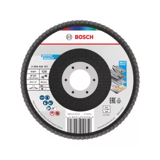   BOSCH Disc de șlefuit drept cu lamelă, 125 x 22,2 mm / granulație P120, oxid de aluminiu X451 Multi Material