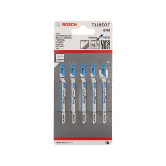   Pânză de ferăstrău de decuplare BOSCH pentru tablă T 118 EOF 83/1,5 mm bimetalic (5 buc)