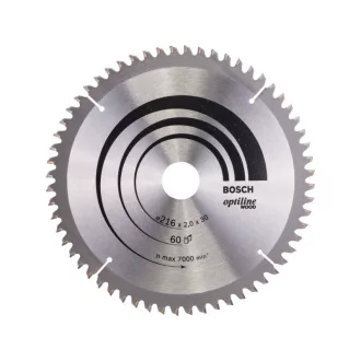   BOSCH Disc de tăiere pentru lemn 216 x 30 x 2,0 mm / 60T Optiline Wood ATB / N