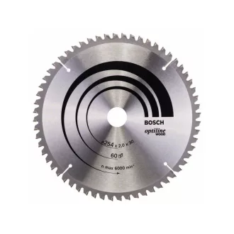   Pânză de ferăstrău BOSCH pentru lemn 254 x 30 x 2,0 mm / 60T Optiline Wood ATB