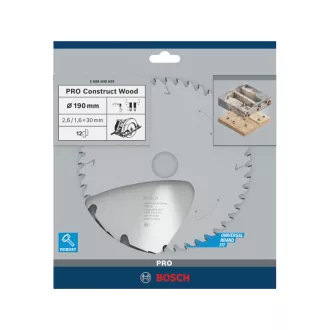   BOSCH PRO Disc de tăiat pentru lemn, 190 x 30 x 2,6 mm / 12T Construct Wood
