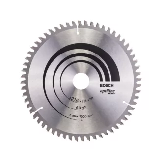  BOSCH Disc de tăiere pentru lemn 216 x 30 x 2,8 mm / 60T Optiline Wood ATB / N