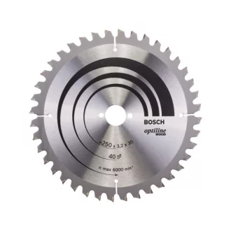   Disc de tăiere pentru lemn BOSCH 250 x 30 x 3,2 mm / 40T Optiline Wood ATB / N