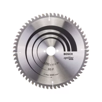   BOSCH Disc de tăiat pentru lemn 250 x 30 x 3,2 mm / 60T Optiline Wood ATB / N