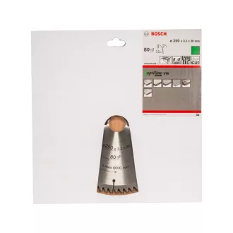   BOSCH Disc de ferastrău pentru lemn 250 x 30 x 3,2 mm / 80T Optiline Wood ATB / VW