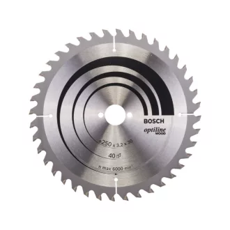   BOSCH Disc de tăiat pentru lemn 250 x 30 x 3,2 mm / 40T Optiline Wood ATB / UW