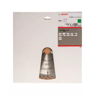   BOSCH Disc de tăiat pentru lemn 250 x 30 x 3,2 mm / 40T Optiline Wood ATB / UW