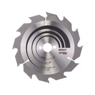   BOSCH Disc de tăiere pentru lemn 160 x 20/16 x 2,6 mm / 12T Optiline Wood ATB