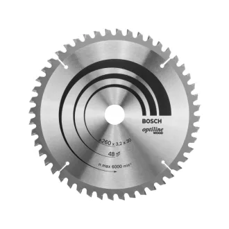   BOSCH Disc de tăiere pentru lemn 260 x 30 x 3,2 mm / 48T Optiline Wood ATB / N